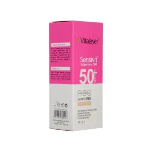 کرم ضد آفتاب SPF 50 ویتالیر مناسب پوست حساس حجم 40 میلی لیتر - بژ طبیعی